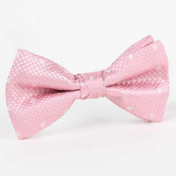 James Adelin Luxury Silk Polka Dot Single Dimple Bow Tie in Pink/White