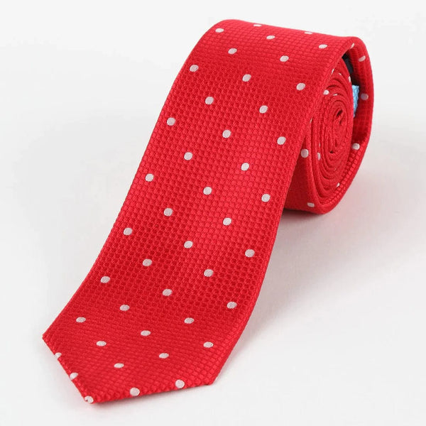 M19546T James Adelin Mens Silk Polka Dot Square Weave Neck Tie