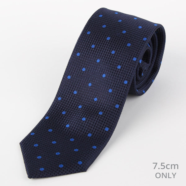 James Adelin Mens Silk Neck Tie in Navy and Royal Polka Dot Square Weave