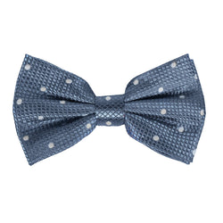 James Adelin Luxury Silk Polka Dot Square Weave Silk Bow Tie Slate/White