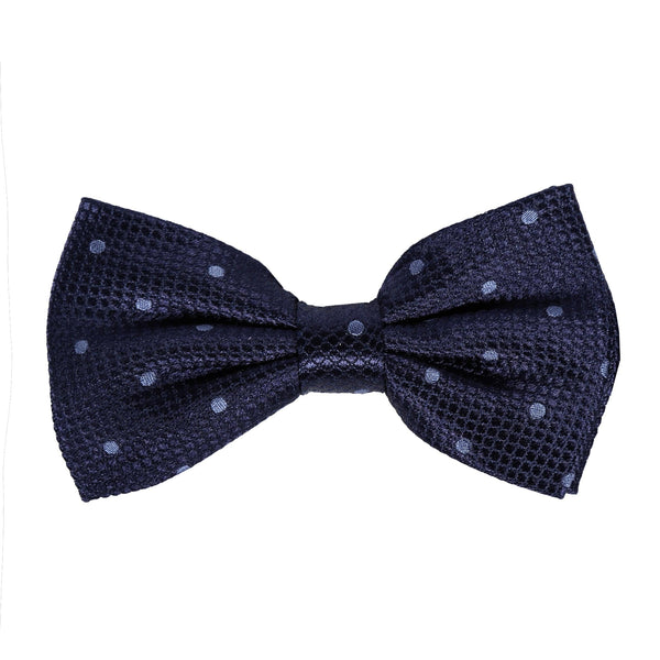 James Adelin Luxury Silk Polka Dot Square Weave Silk Bow Navy/Slate