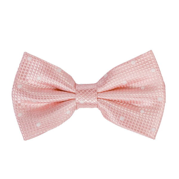 James Adelin Luxury Silk Polka Dot Square Weave Silk Bow Soft Pink/White