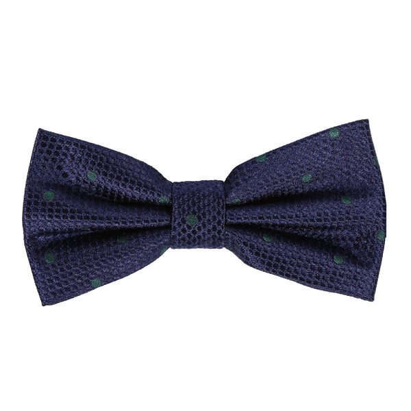 James Adelin Luxury Silk Polka Dot Square Weave Silk Bow Navy/Dark Green