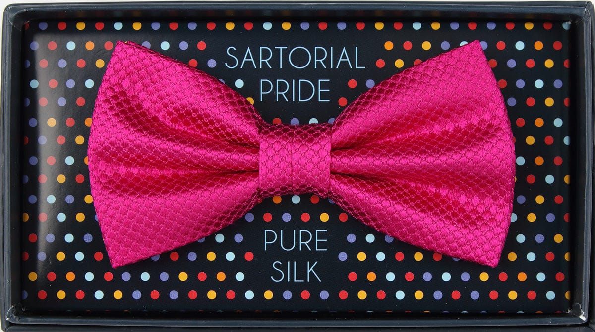 James Adelin Luxury Pure Silk Square Weave Bow Tie in Magenta