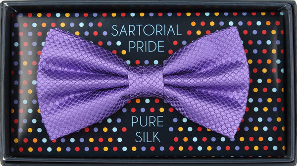 James Adelin Luxury Pure Silk Square Weave Bow Tie in Purple