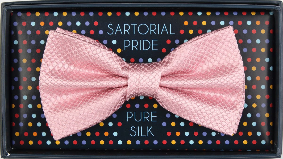 James Adelin Luxury Pure Silk Square Weave Bow Tie in Pink