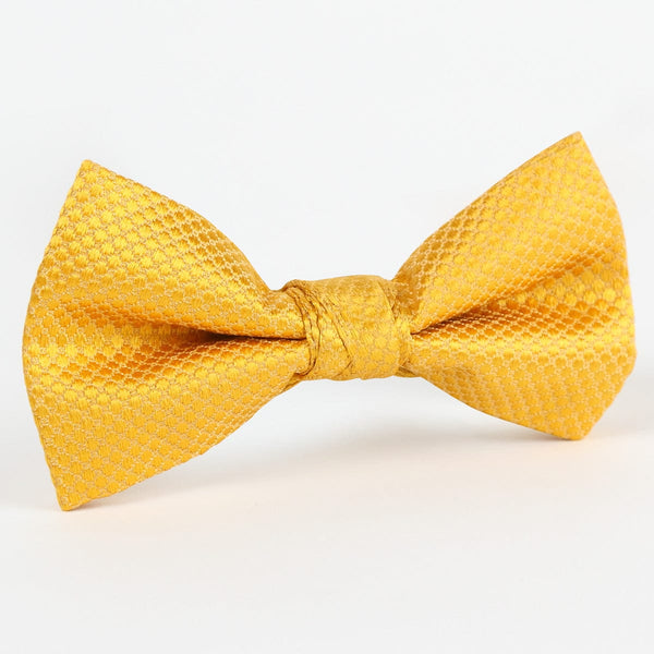James Adelin Luxury Silk Square Weave Single Dimple Silk Bow Tie in Gold