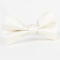 James Adelin Luxury Silk Square Weave Single Dimple Bow Tie Off-White