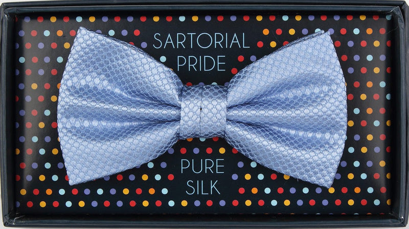 James Adelin Luxury Pure Silk Square Weave Bow Tie in Sky