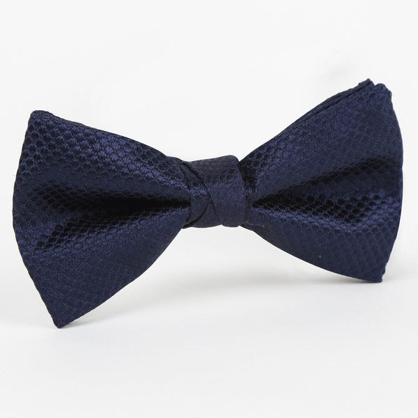 James Adelin Luxury Silk Square Weave Single Dimple Silk Bow Tie in Navy