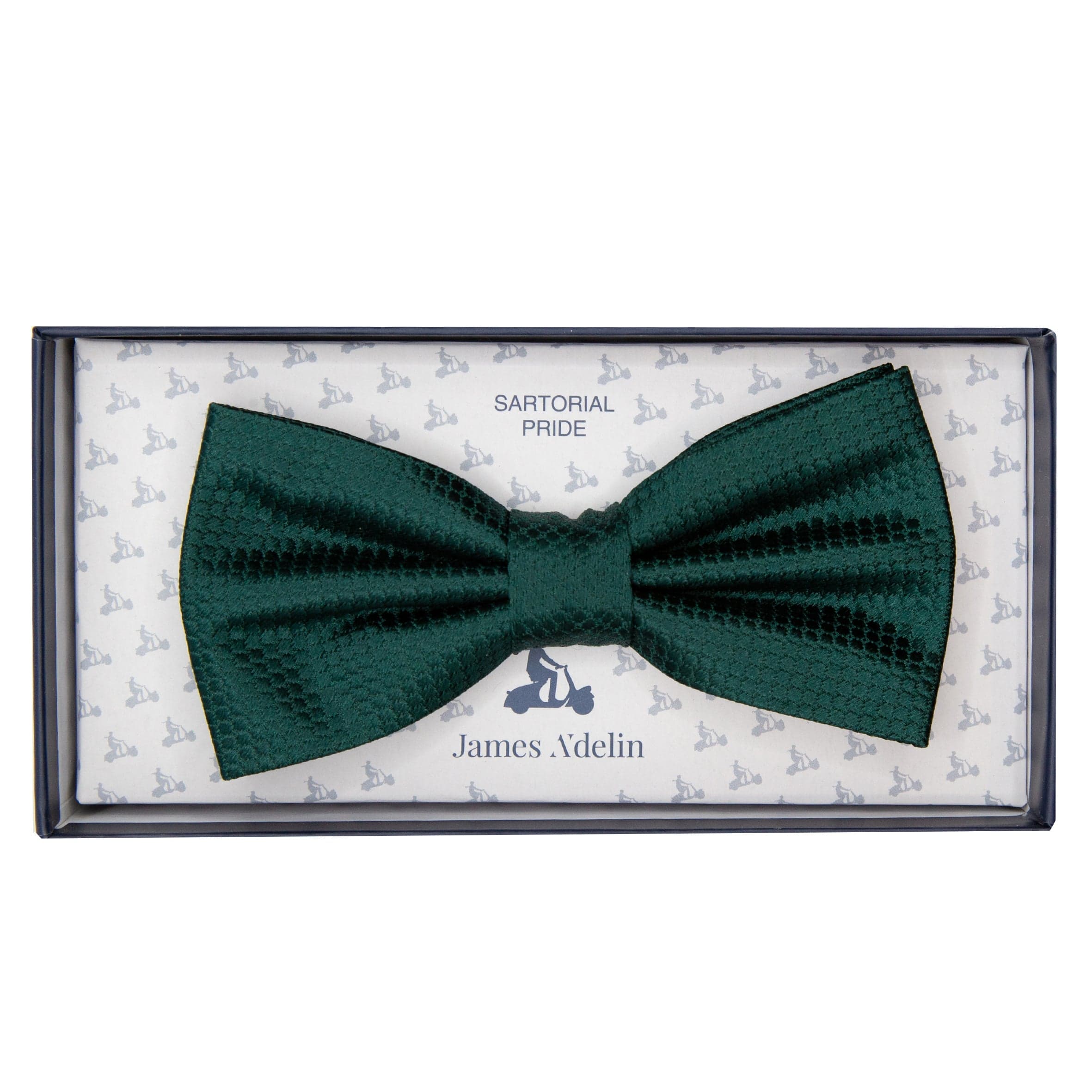 James Adelin Luxury Pure Silk Square Weave Bow Tie in Dark Green