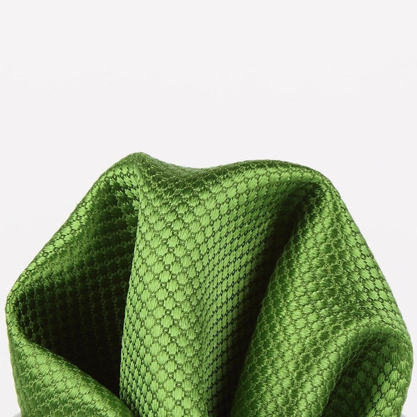 James Adelin Square Weave Luxury Pure Silk Pocket Square Green