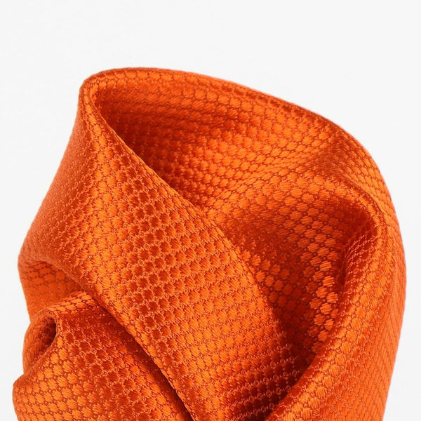 James Adelin Square Weave Luxury Pure Silk Pocket Square Orange