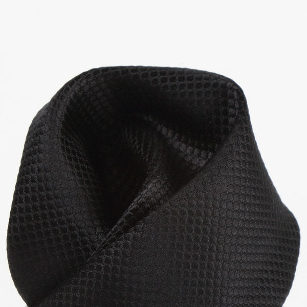 James Adelin Black Square Weave Luxury Pure Silk Pocket Square