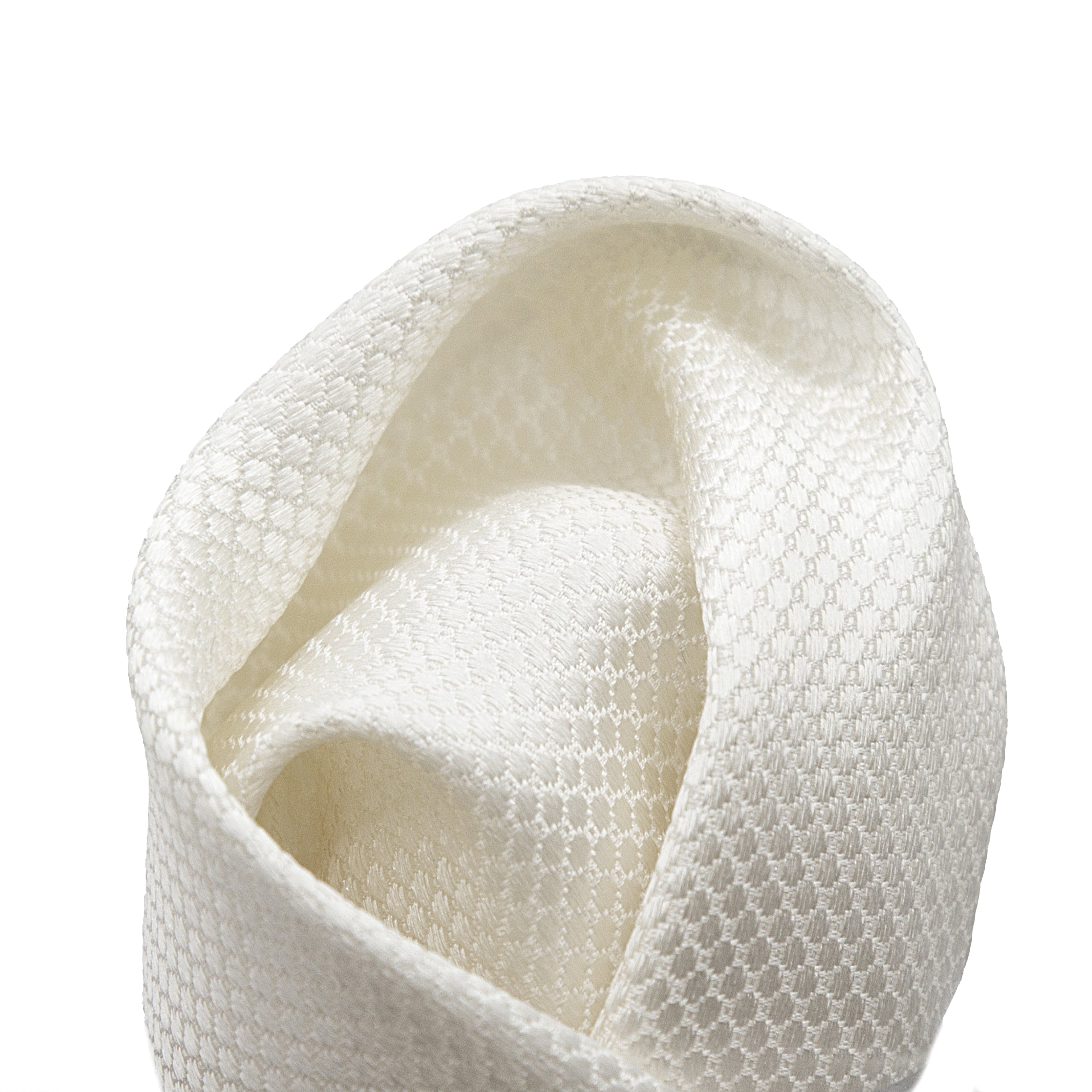 James Adelin Square Weave Luxury Pure Silk Pocket Square Cream