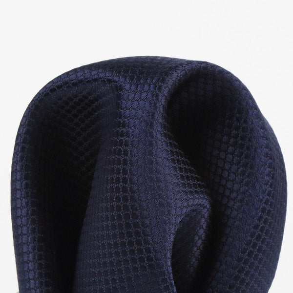 James Adelin Square Weave Luxury Pure Silk Pocket Square Navy