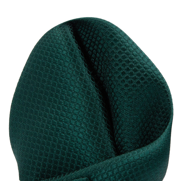 James Adelin Square Weave Luxury Pure Silk Pocket Square Dark Green