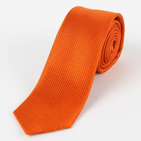 James Adelin Mens Silk Neck Tie in Orange Square Weave