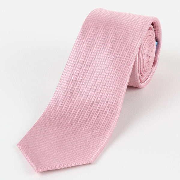 James Adelin Mens Silk Neck Tie in Pink Square Weave