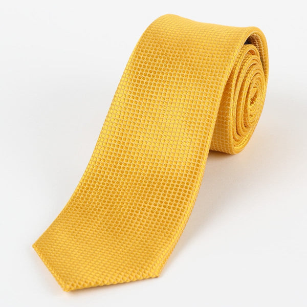 James Adelin Mens Silk Neck Tie in Gold Square Weave