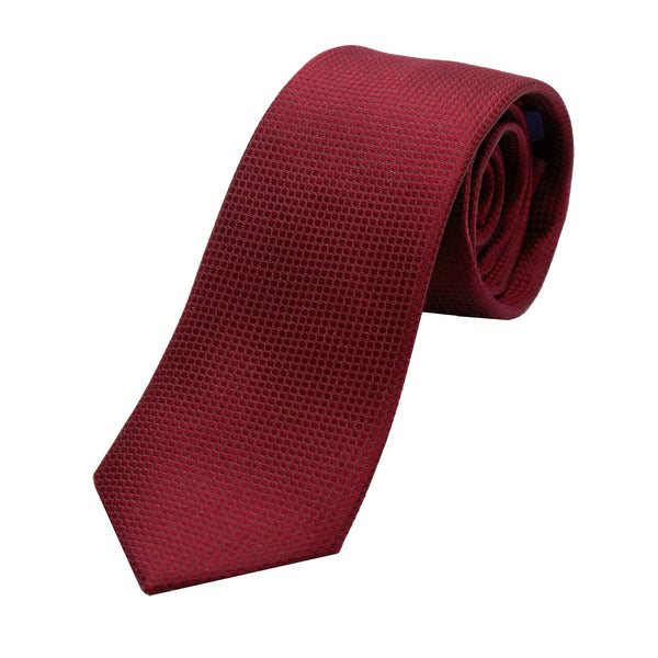 James Adelin Luxury Pure Silk Square Weave Neck Tie in Burgundy