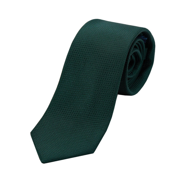 James Adelin Mens Silk Neck Tie in Dark Green Square Weave
