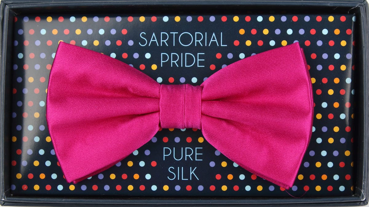 James Adelin Luxury Silk Satin Weave Silk Bow Tie in Magenta