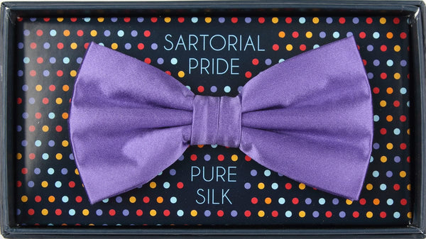 James Adelin Luxury Satin Weave Pure Silk Bow Tie in Purple