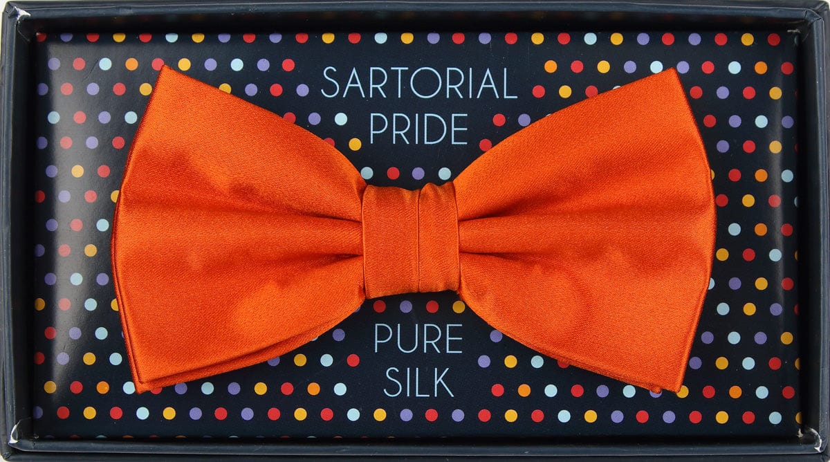 James Adelin Luxury Silk Satin Weave Silk Bow Tie Orange