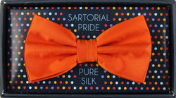 James Adelin Luxury Silk Satin Weave Silk Bow Tie Orange