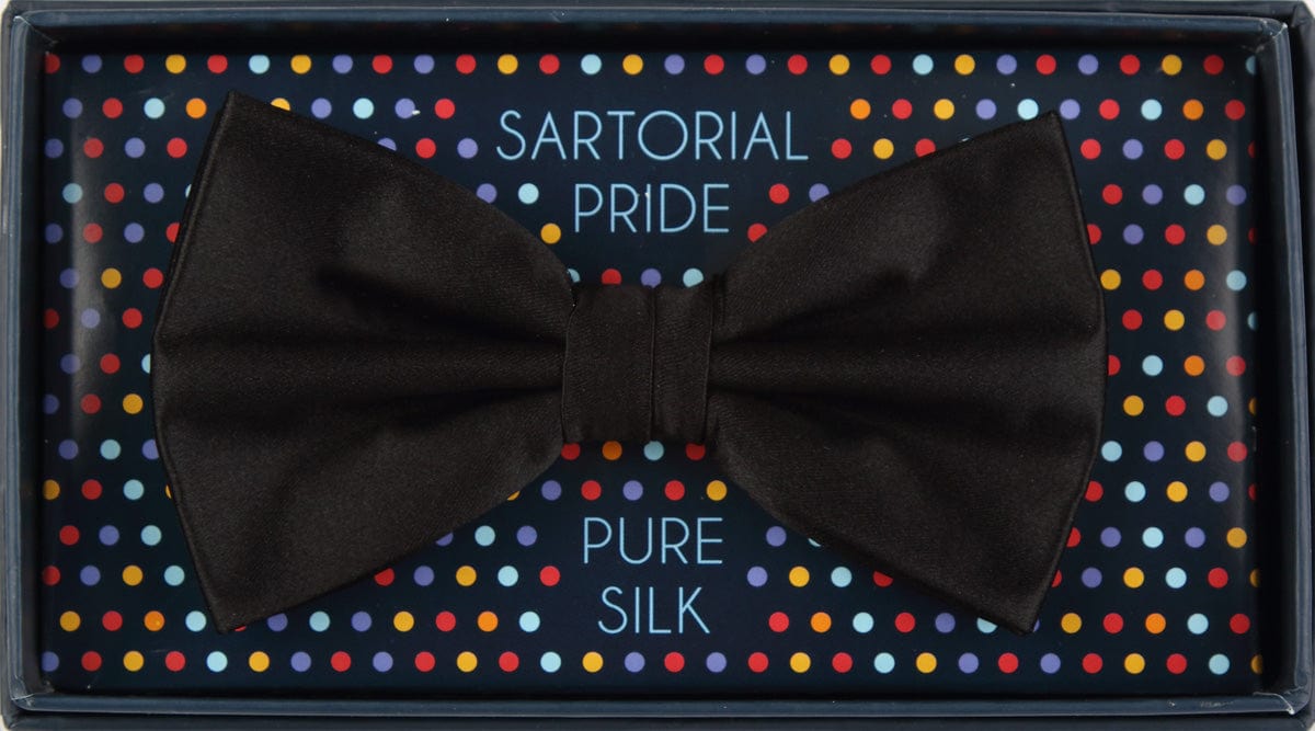 James Adelin Luxury Satin Weave Silk Bow Tie in Black