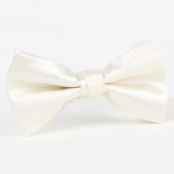 James Adelin Luxury Silk Satin Weave Single Dimple Bow Tie in Off-White