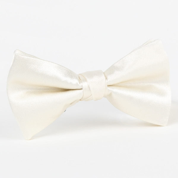 James Adelin Luxury Silk Satin Weave Single Dimple Bow Tie in Off-White