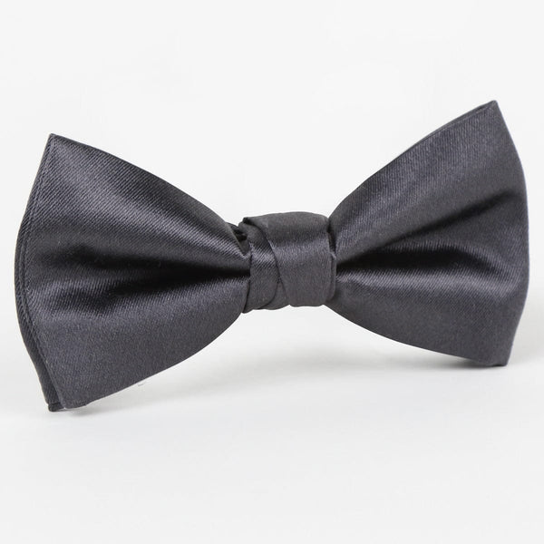 James Adelin Luxury Silk Satin Weave Single Dimple Silk Bow Tie in Charcoal