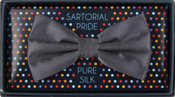James Adelin Luxury Silk Satin Weave Bow Tie in Charcoal