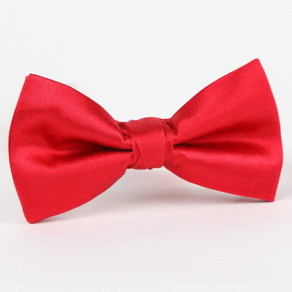 James Adelin Luxury Silk Satin Weave Single Dimple Silk Bow Tie in Red