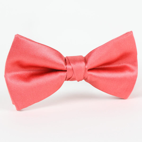 James Adelin Luxury Silk Satin Weave Single Dimple Silk Bow Tie in Coral