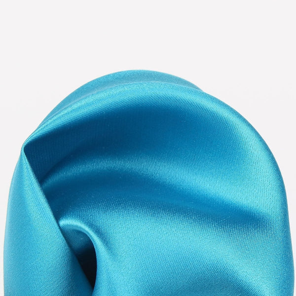 James Adelin Satin Weave Luxury Pure Silk Pocket Square Turquoise