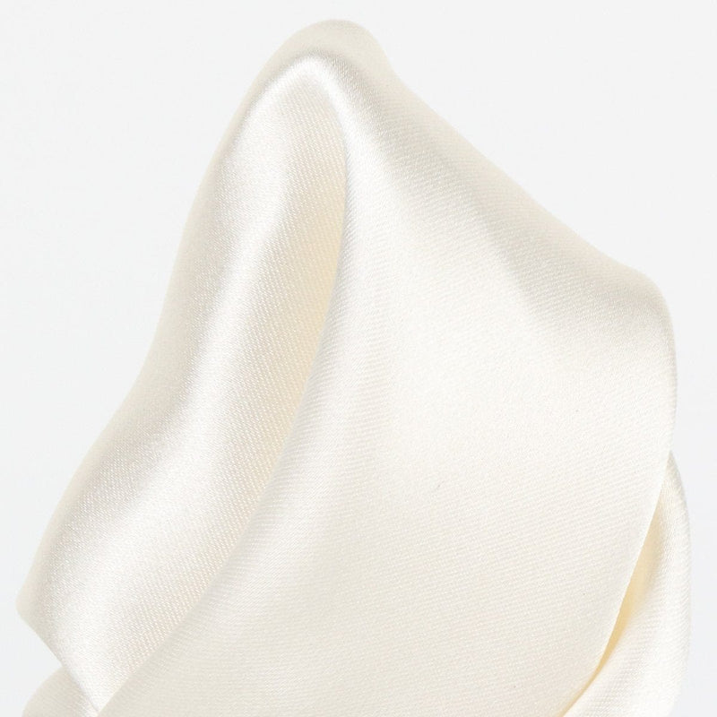 James Adelin Satin Weave Luxury Pure Silk Pocket Square Off White