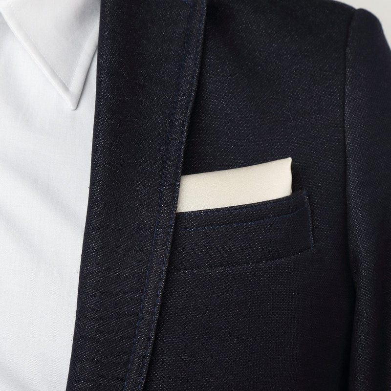 James Adelin Satin Weave Luxury Pure Silk Pocket Square Off White