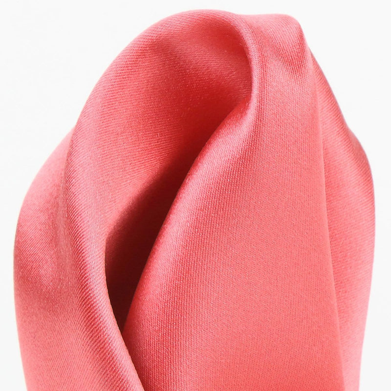 James Adelin Luxury Pure Silk Pocket Square Coral Satin Weave