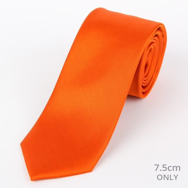 James Adelin Mens Silk Neck Tie in Orange Satin Weave