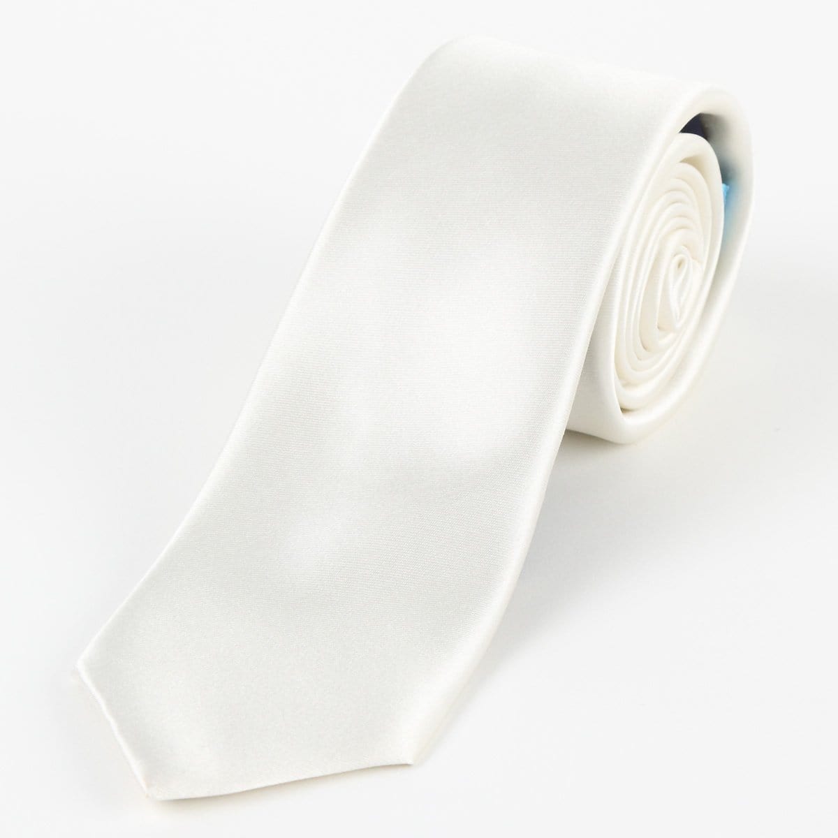 James Adelin Mens Silk Neck Tie in Off White Satin Weave
