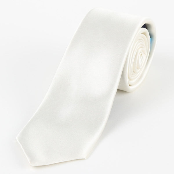 James Adelin Luxury Satin Weave Neck Tie in Off White