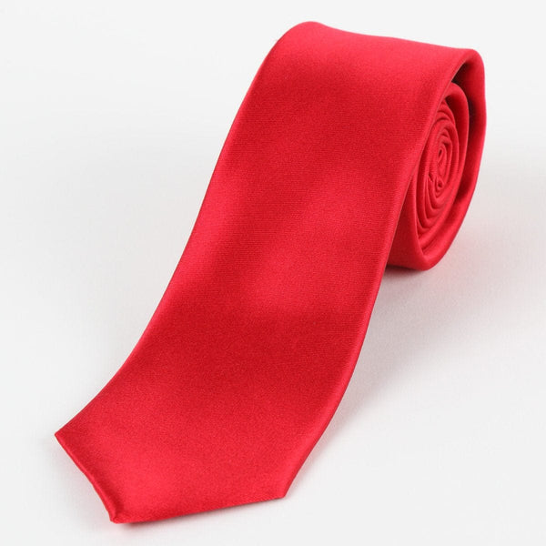 James Adelin Mens Silk Neck Tie in Red Satin Weave