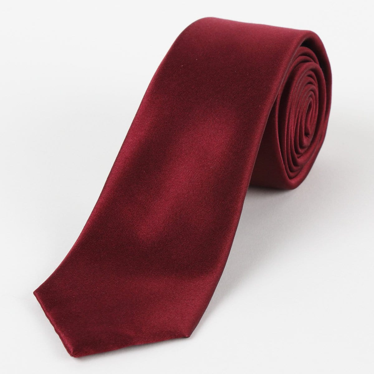 James Adelin Mens Silk Neck Tie in Burgundy Satin Weave