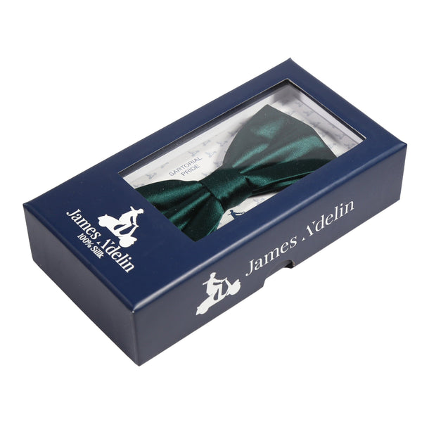 James Adelin Luxury Satin Weave Pure Silk Bow Tie in Dark Green