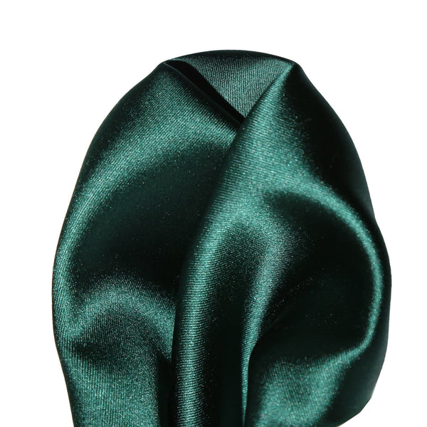 James Adelin Satin Weave Luxury Pure Silk Pocket Square Dark Green