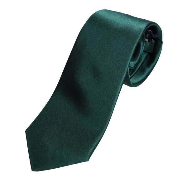 James Adelin Mens Silk Neck Tie in Dark Green Satin Weave