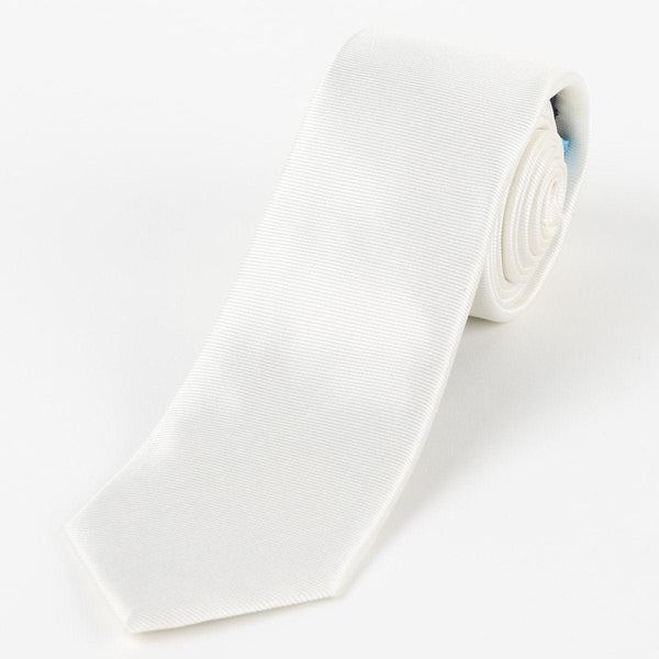 James Adelin Mens Silk Neck Tie in Off White Twill Weave